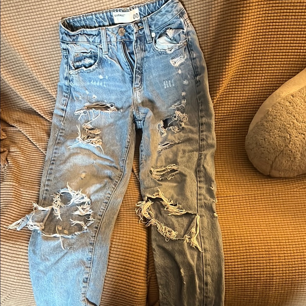 Distressed Blue Jeans